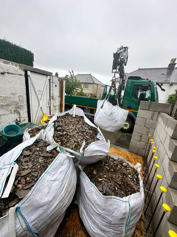 Skip Bag Hire Exeter. Skip bag and lifting crane.