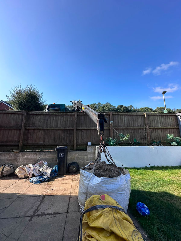 Skip Bag Hire Exeter. Skip bag and lifting crane.